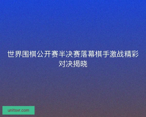 世界围棋公开赛半决赛落幕棋手激战精彩对决揭晓 世界围棋公开赛半决赛落幕棋手激战精彩对决揭晓
